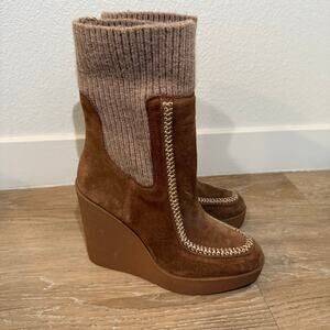 Jessica Simpson Madwen Suede Sock Wedge Booties Boots Womens Sz 7 Fall Winter